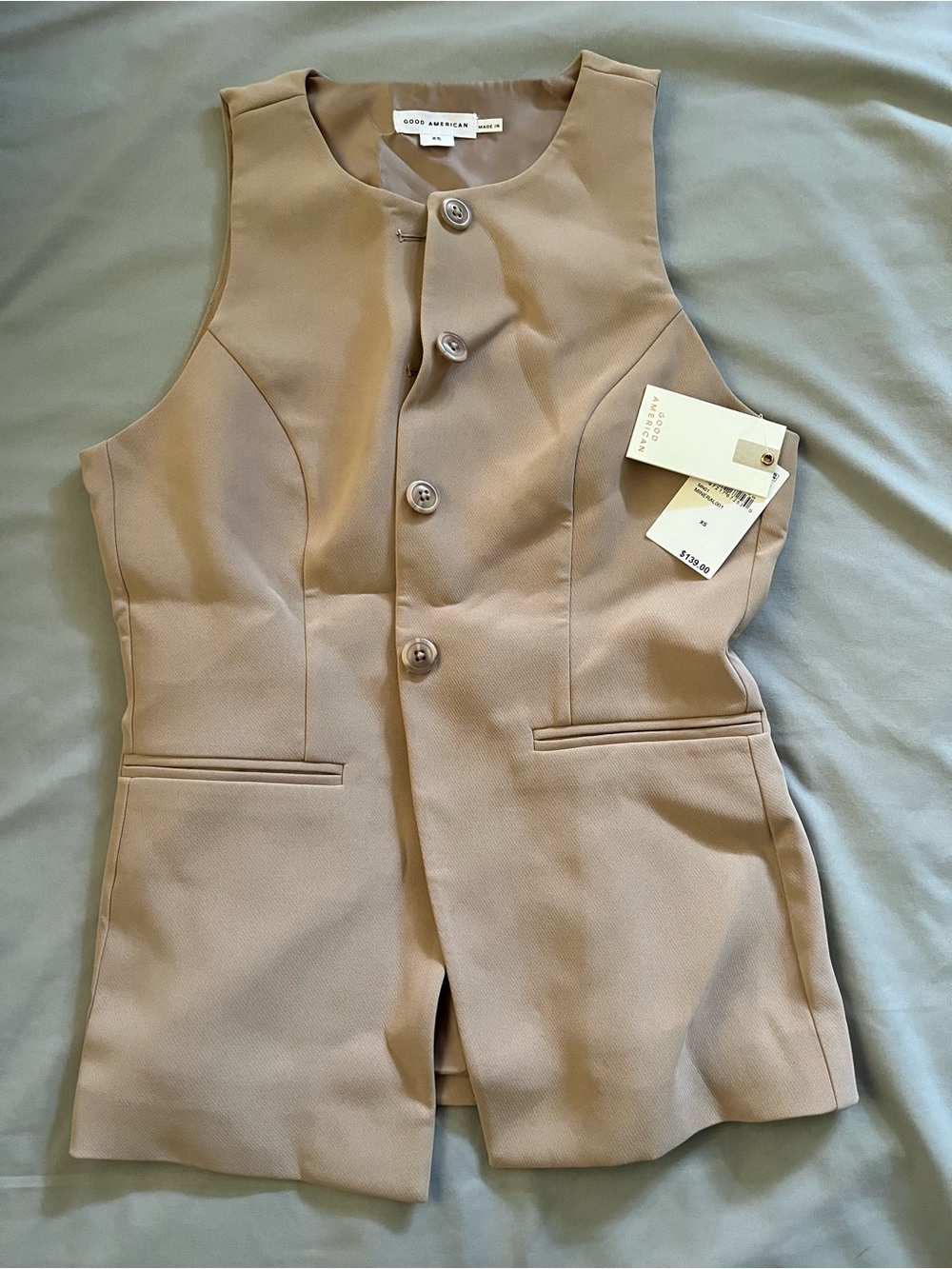 Good American Mineral Sleeveless Blazer Vest XS